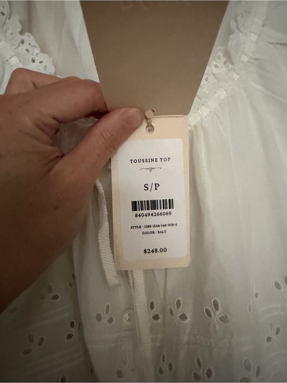Doen Cream Eyelet Toussine Top - Picture 7 of 7